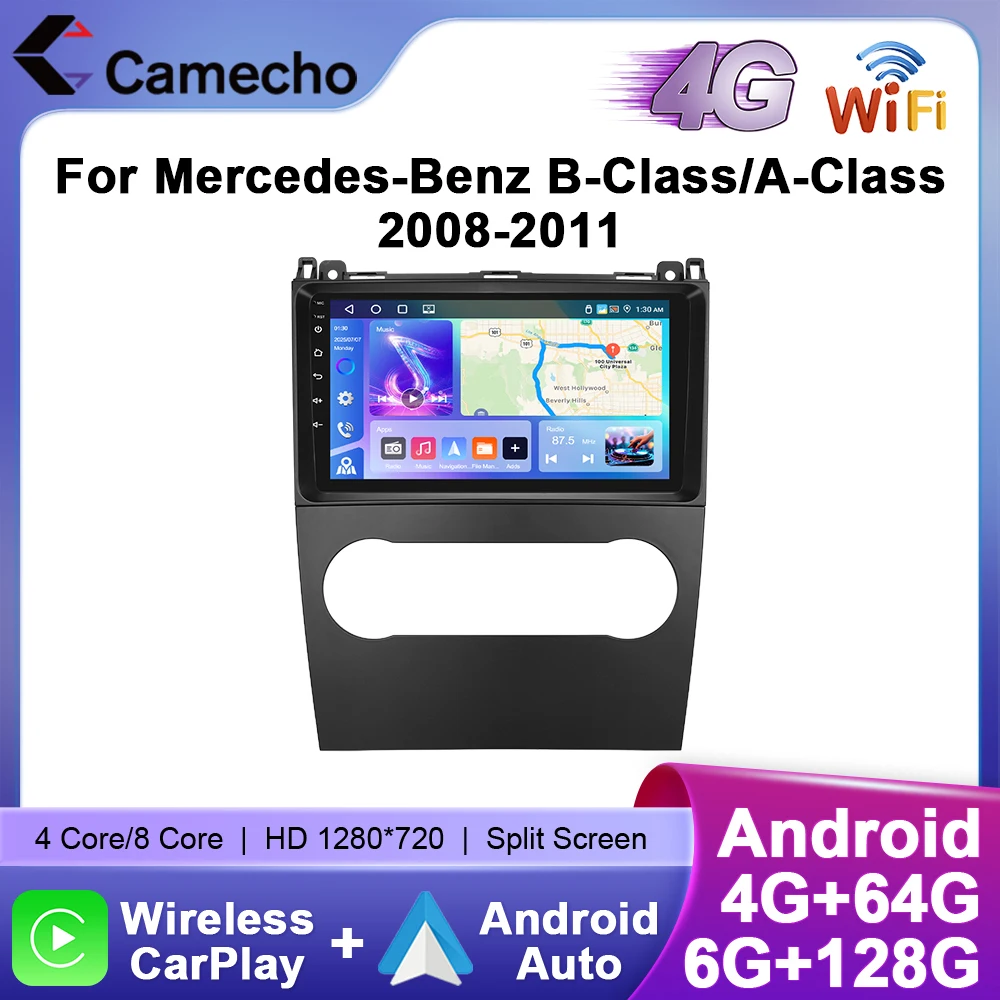 Camecho Autoradio Draadloze CarPlay Android Auto Voor Mercedes-Benz B-Klasse/A-Klasse 2008-2011 Auto Intelligente Systemen GPS 4G Wifi - afbeelding 2