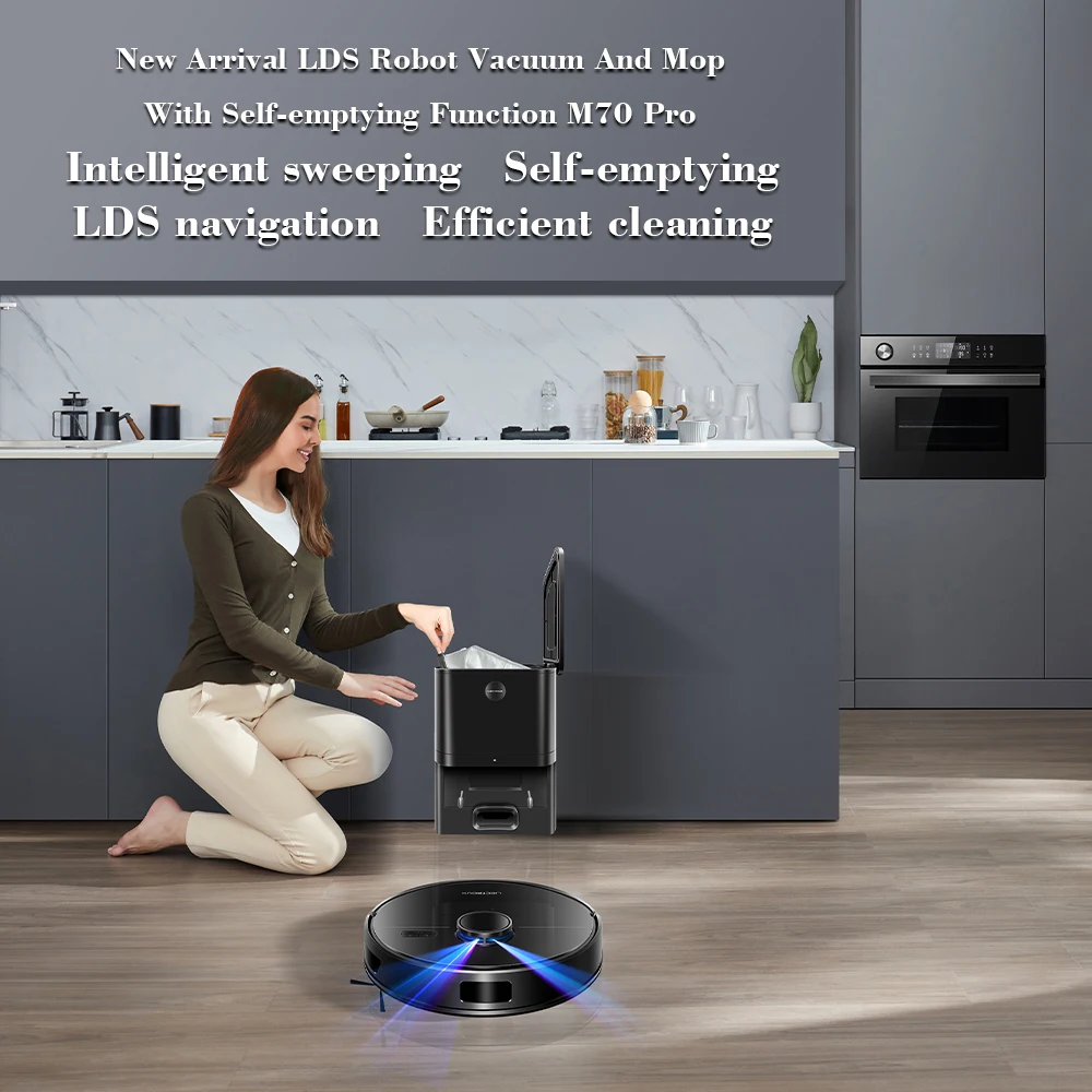 LDS Robot Vacuum Cleaner & Mop Liectroux M70 Pro,Wet Dry Cleaning,Self Empty,Multi-floor Map,6500Pa,Carpet Boost,Max.175Mins Run