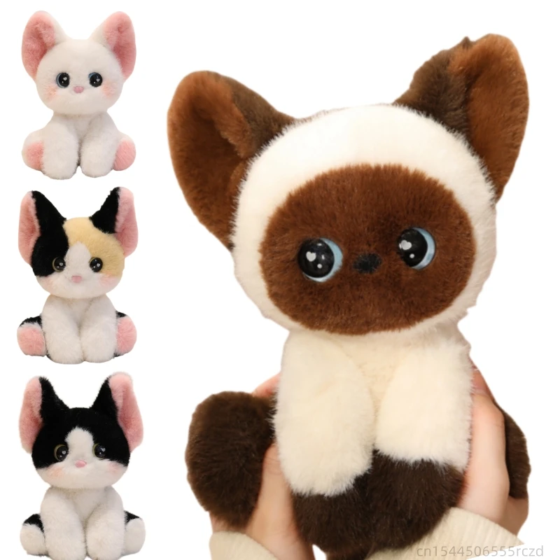 

24cm High Quality Simulation Cat Plush Doll Cartoon Devon Cat Siamese Cat Plush Toy Home Decoration Gift For Boys And Girls