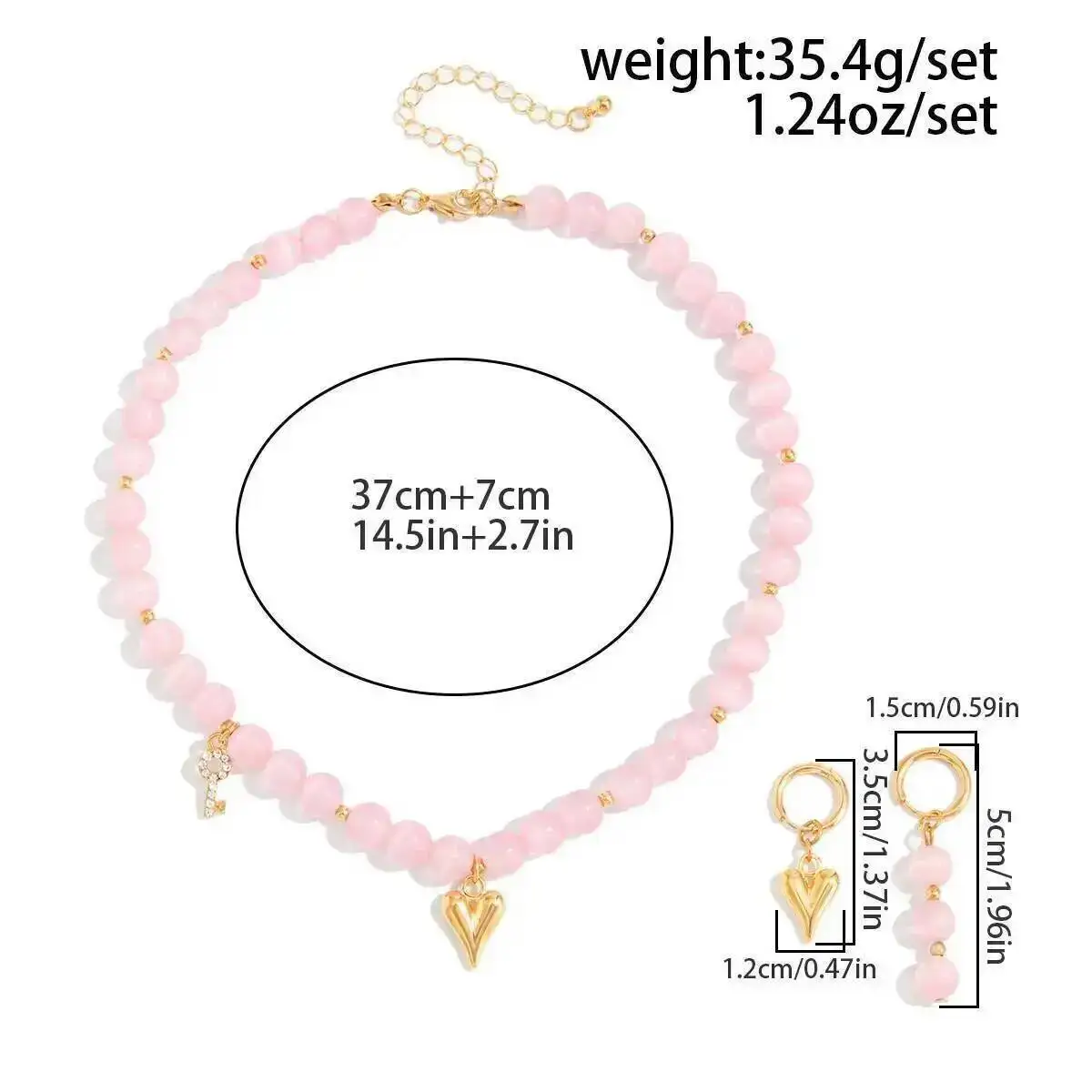 IngeSight.Z 2026 Y2K رائعة الزجاج عقد من اللؤلؤ طقم من الحلقان المرأة سحر الخوخ القلب قلادة سلسلة الترقوة مجوهرات