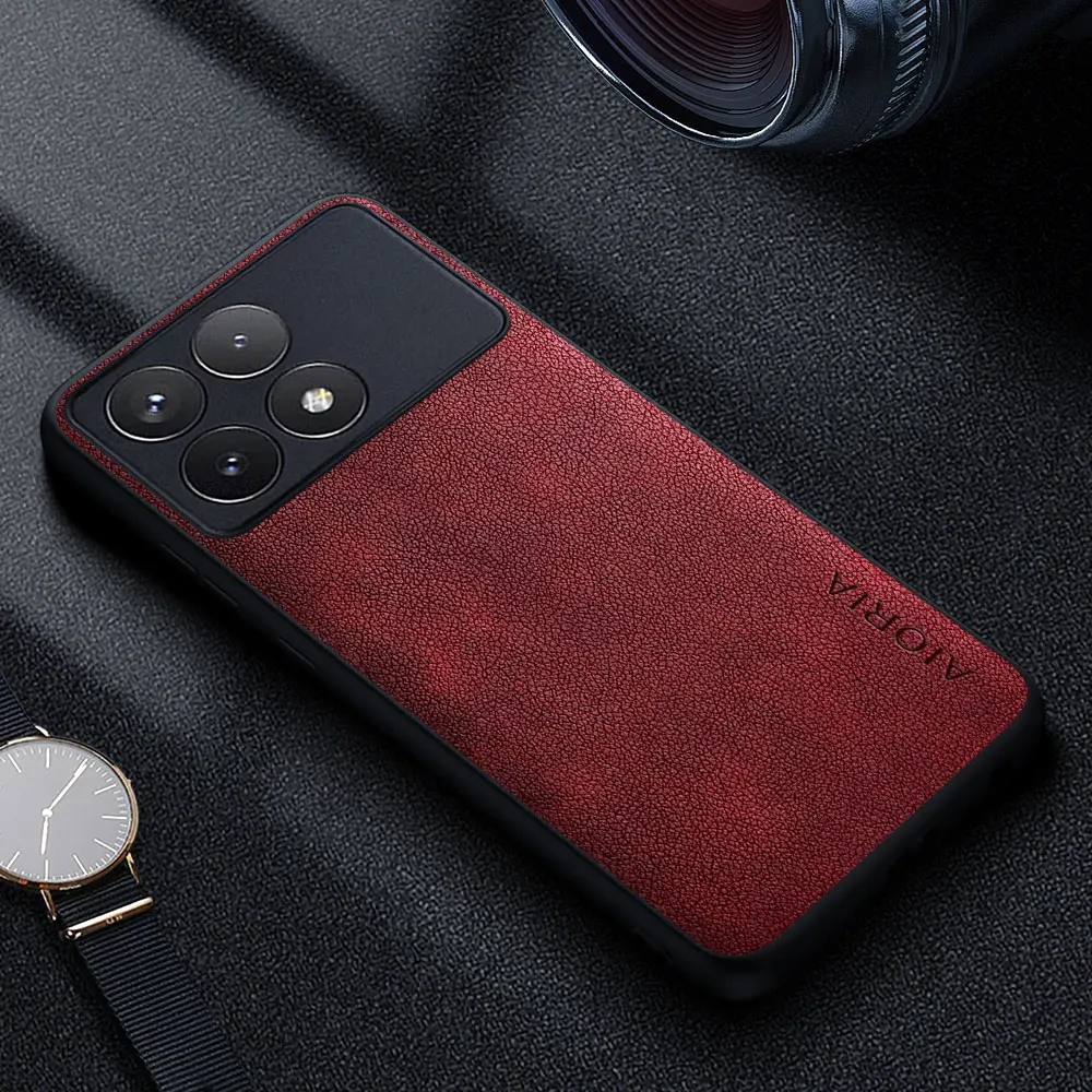 Premium Luxury leather Phone Case for Xiaomi Poco X6 X5 X4 X3 Pro NFC X3 X4 GT 5G 4G Retro Business Style Solid color cover