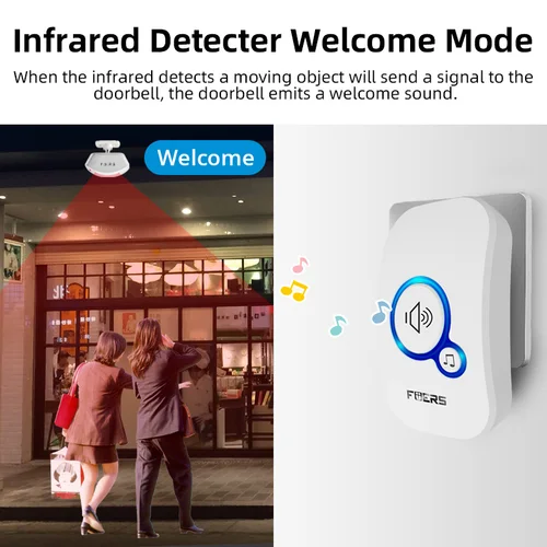 Imagen 2 del producto FUERS Sensor de puerta inalámbrico alarma campanas de puerta timbre de seguridad para el hogar Detector de movimiento alerta de visitantes timbre de bienvenida sistema de alarma antirrobo