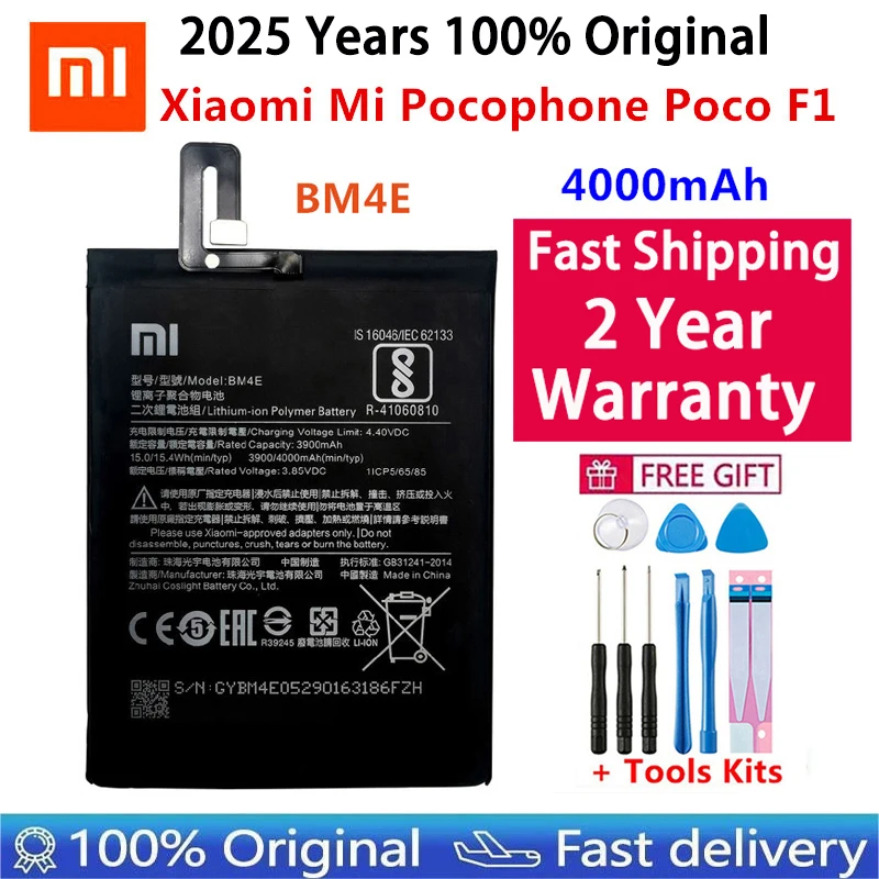 100% Original Replacement Battery BM4E BN56 BN62 For Xiaomi Mi Redmi Note 9 9T 9A 9C Pocophone Poco F1 POCO M2 Pro M3 Batteries