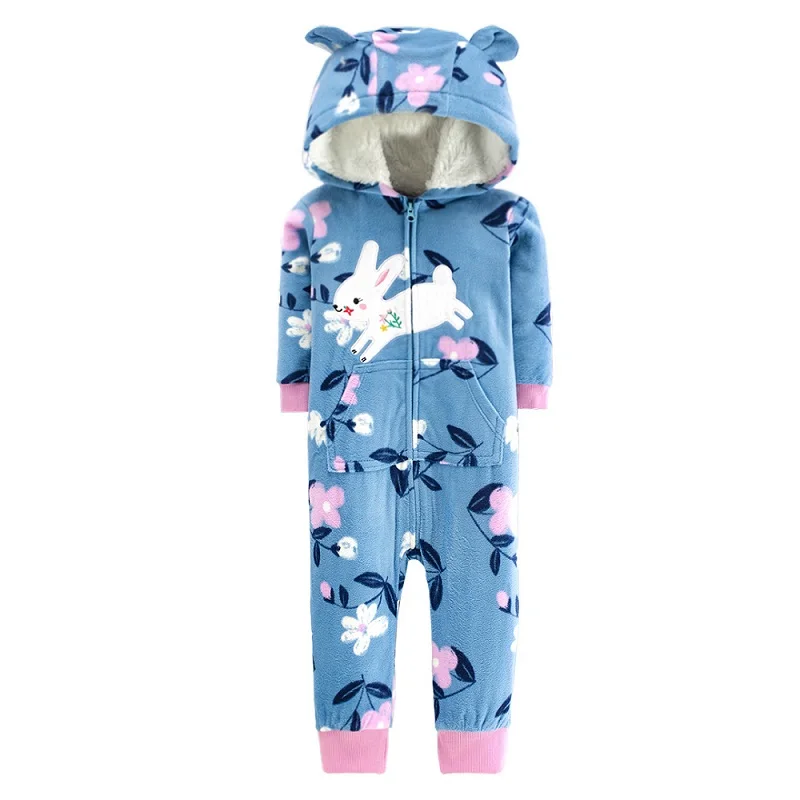 Newborn Infant Baby Boy Romper Winter Polar Fleece Hooded Long-Sleeve Style Warm Overalls Toddler Girls Jumpsuit Baby Clothes