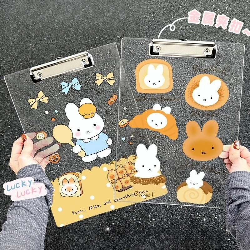 Anime Miffy Acrylic A4 Board Clamp File Splint A5 A6 Student Write Backing Plate Information Storage Lovely Kawaii Sweet Cartoon