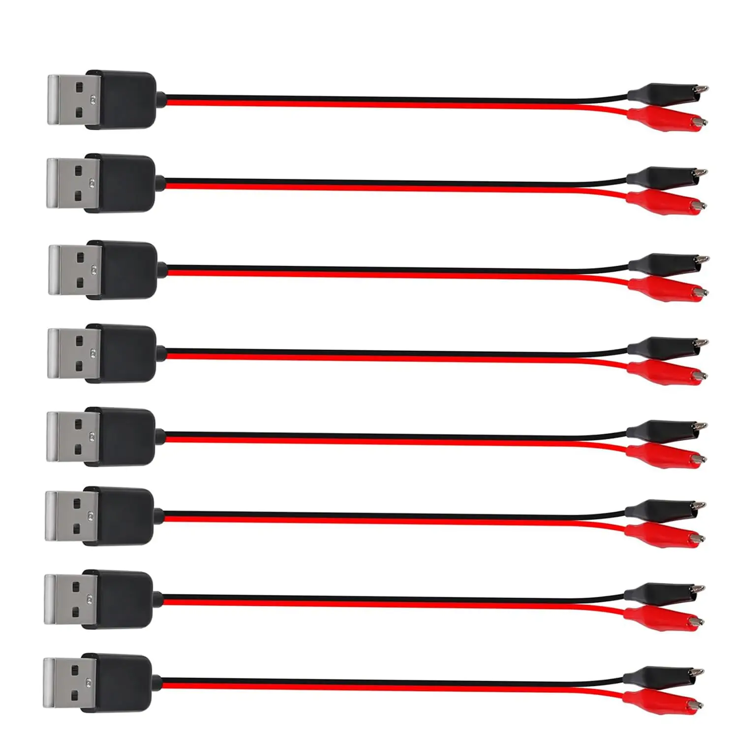 8PCS USB to Alligator Clip Adapter Cable Male USB to Alligator Clip Probe USB Cables with Alligator Clip for Circuit Test(Male)
