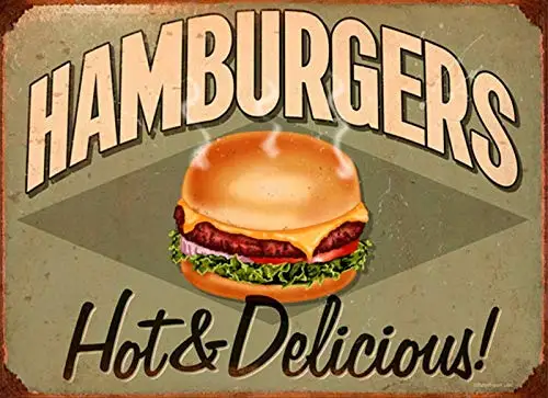 

nobrand Diner Hamburger Series Home Decoration Nostalgic Retro Decor Garage Pub Bar Home Metal Sign Tin Signs 8x12 Inch