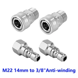 Pressure Washer Quick Connect Kit Swivel Fitting M22 14mm to 3/8 Inch Quick Disconnect for Pressure Washer Hose Adapter 5000 PSI