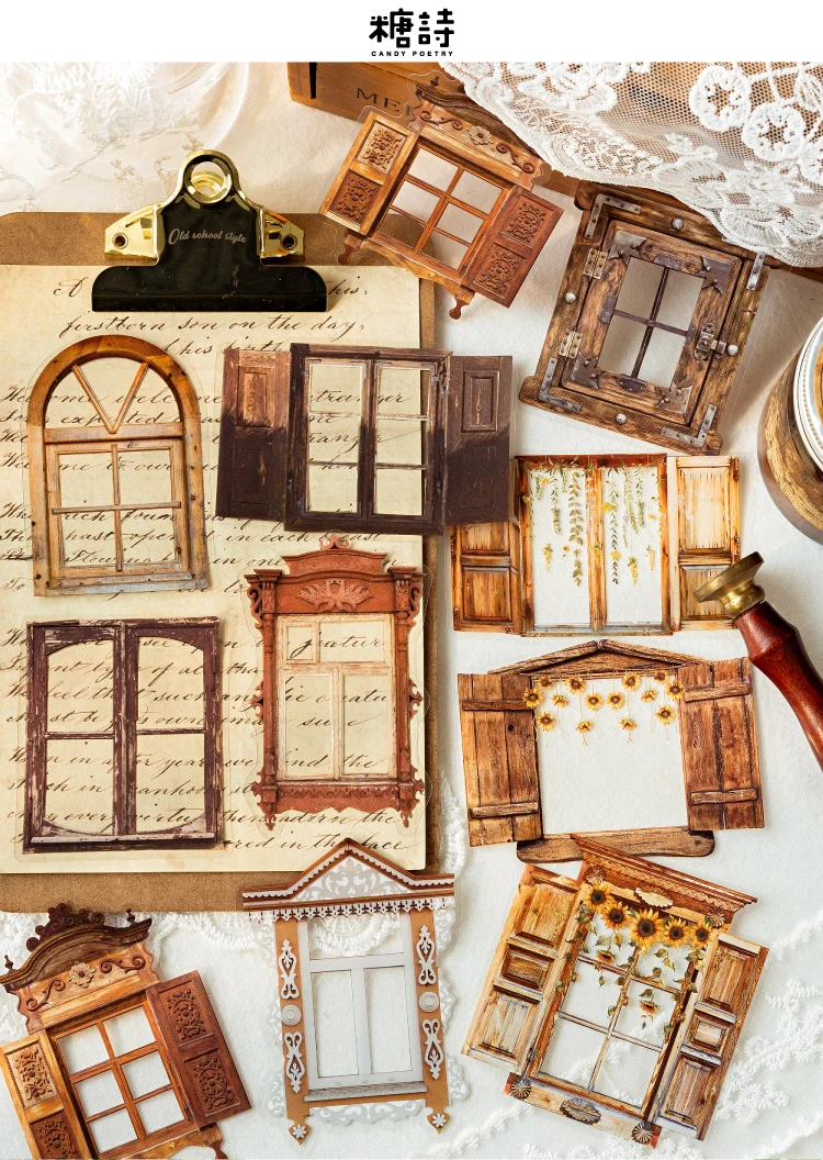 20 Stück PET-Material für Türen und Fenster, Aufkleber für Junk-Journal, Planer, Scrapbooking, Vintage, dekorativ, DIY-Bastelmaterial – Detail 2