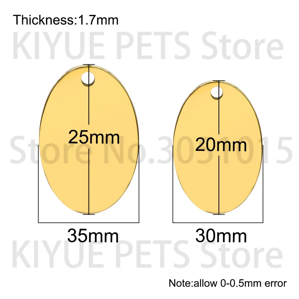 100PCS Dog Id Tag Pet Collar Accessories Name Mirror Polished Blank Charm Round Personalized Sizes Stainless Steel Keychain