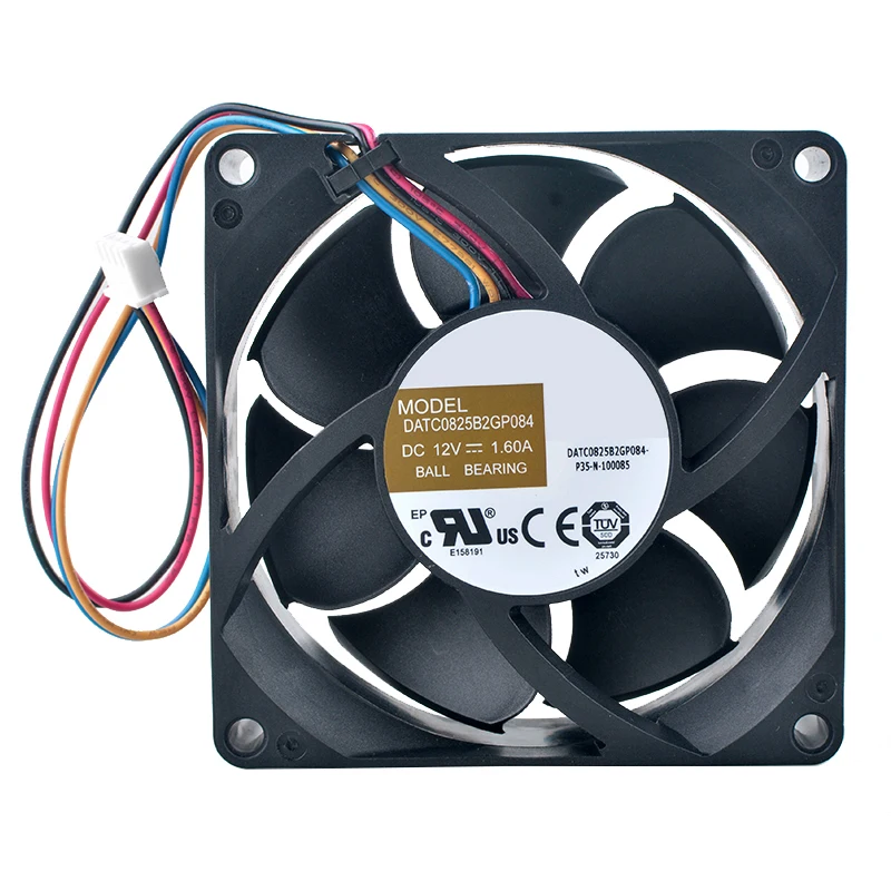DATC0825B2GP084 8cm X 80mm X 25mm DC12V 1.60A 4-Pin Dual Ball Bearing Axial Flow Fan for Server Workstations Cooling System