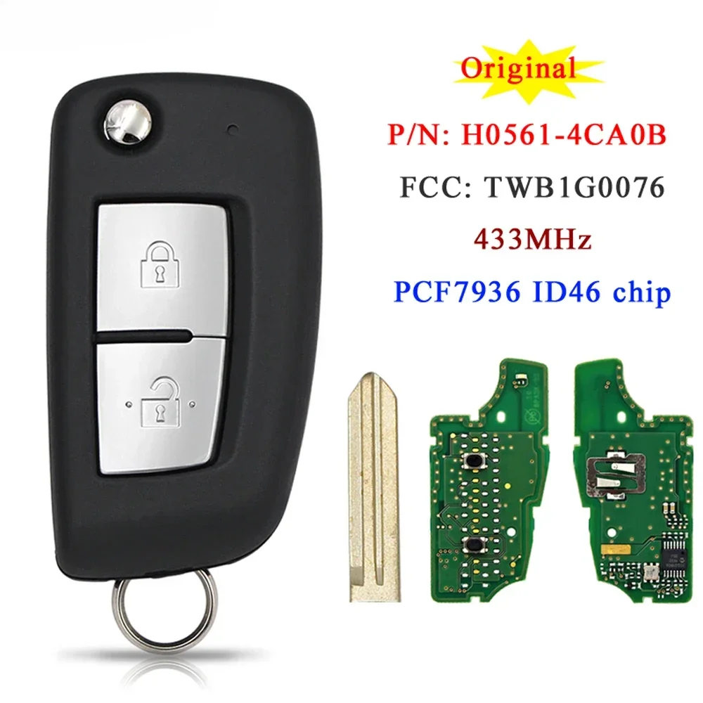 CHANKey Original 2 Buttons Car Remote Key 433 MHz PCF7936 HITAG 2 ID46 Chip for Nissan X-trail Part No H0561-4CA0B TWB1G0076