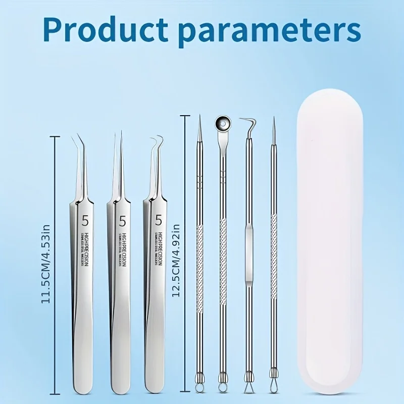 8 Stuks Ultrafijne Pincet Acne Puistjes Comedondrukker Clip Zwarte Stippen Mee-eter Extractor Acne Naald Facial Cleaner huid