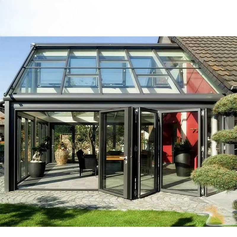 Winter Garden Detached Solarium Retractable Aluminum Tempered Glass 4 Season Solarium Glass House