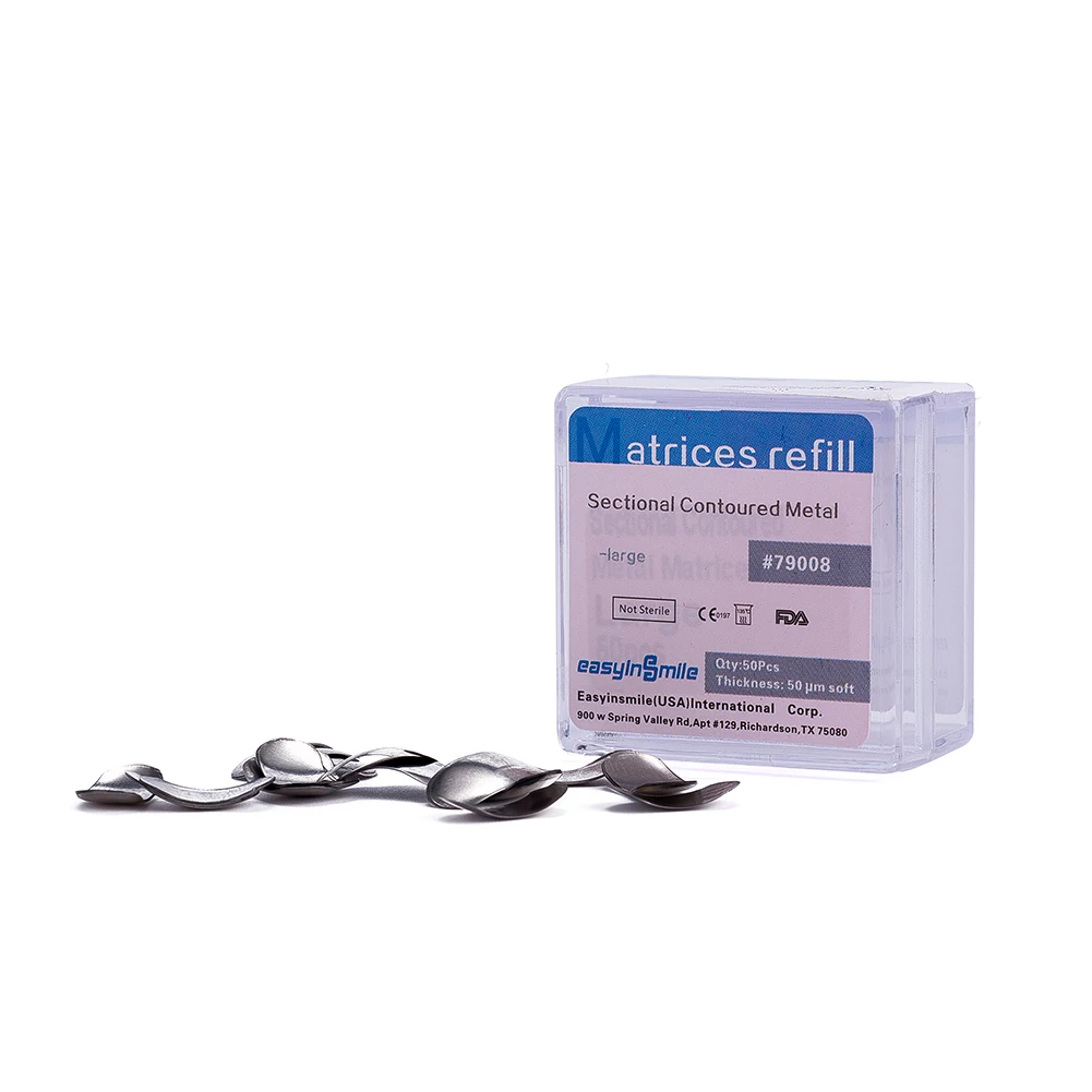 50 pz/set matrici metalliche dentali bande a matrice cunei di ricarica a matrice sagomata sezionale per la sostituzione dei denti acciaio inossidabile S/M/L