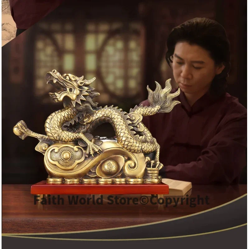 جلب كبير في الثروة الكنز متجر المنزل الأعمال المال رسم التميمة حظا سعيدا فورتشن التنين الذهبي فنغ شوي تمثال نحاسي أ