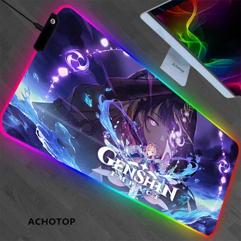 RGB Genshin Impact Gaming Mousepad Anime Cartoon XL Size Game Mouse Pad XXL Keyboard Desktop Computer PC Mat Laptop Pad