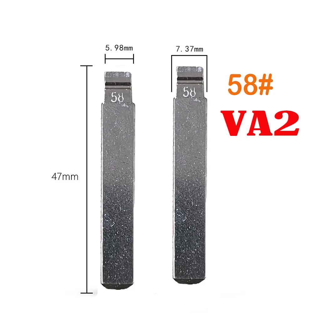 

10pcs 58# VA2 Key Blank Metal Uncut Blank Flip Remote Key Blade for Peugeot Citroen Renault for Keydiy KD Xhorse VVDI JMD Remote