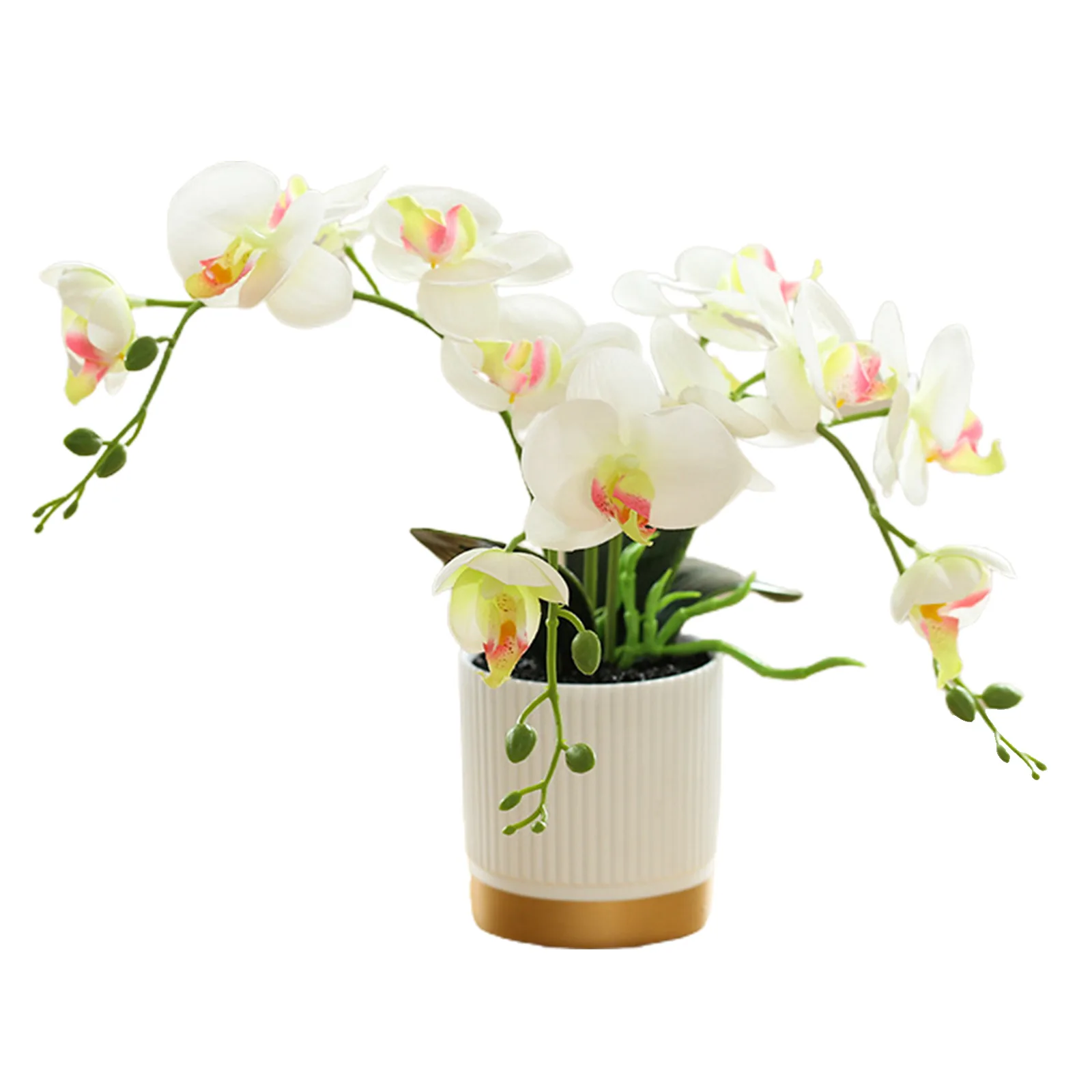 Plants Artificial Flower 1 Pc 13 Inch Gold-bottomed Home Office Phalaenopsis Bonsai Plastic Simulated Brand New