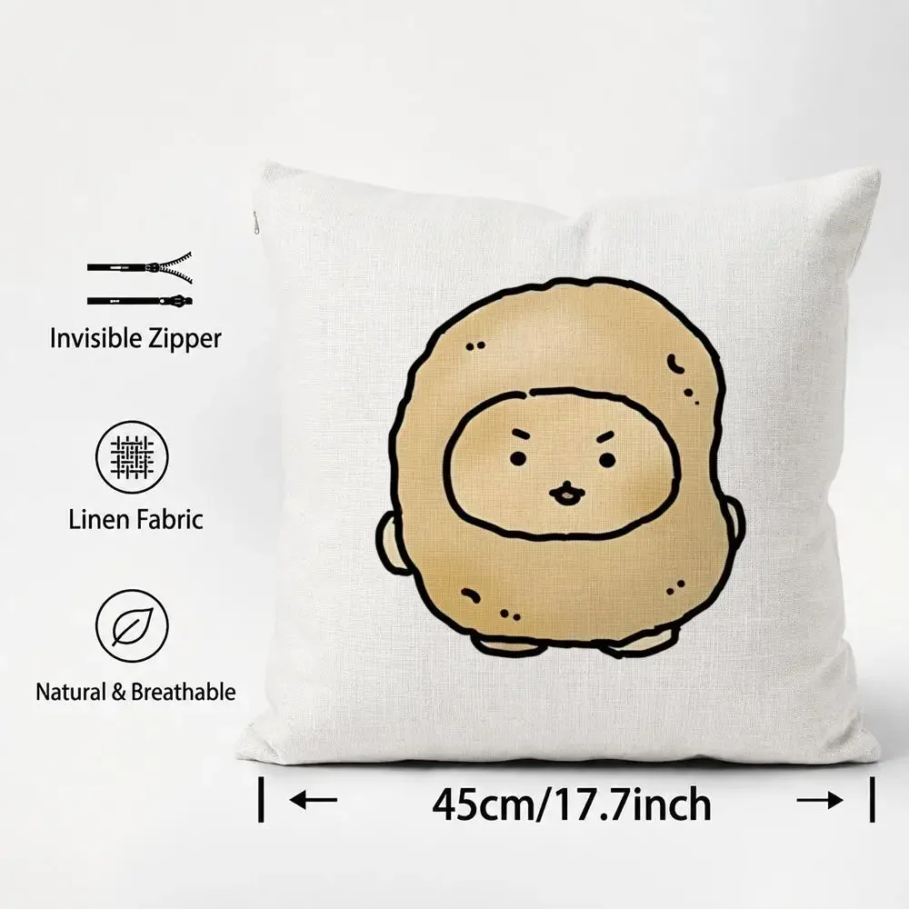 Character Manggom Cushion Cover Cushion Covers Natural Linen Breathable Sofa Bedroom Decor Pillowcase