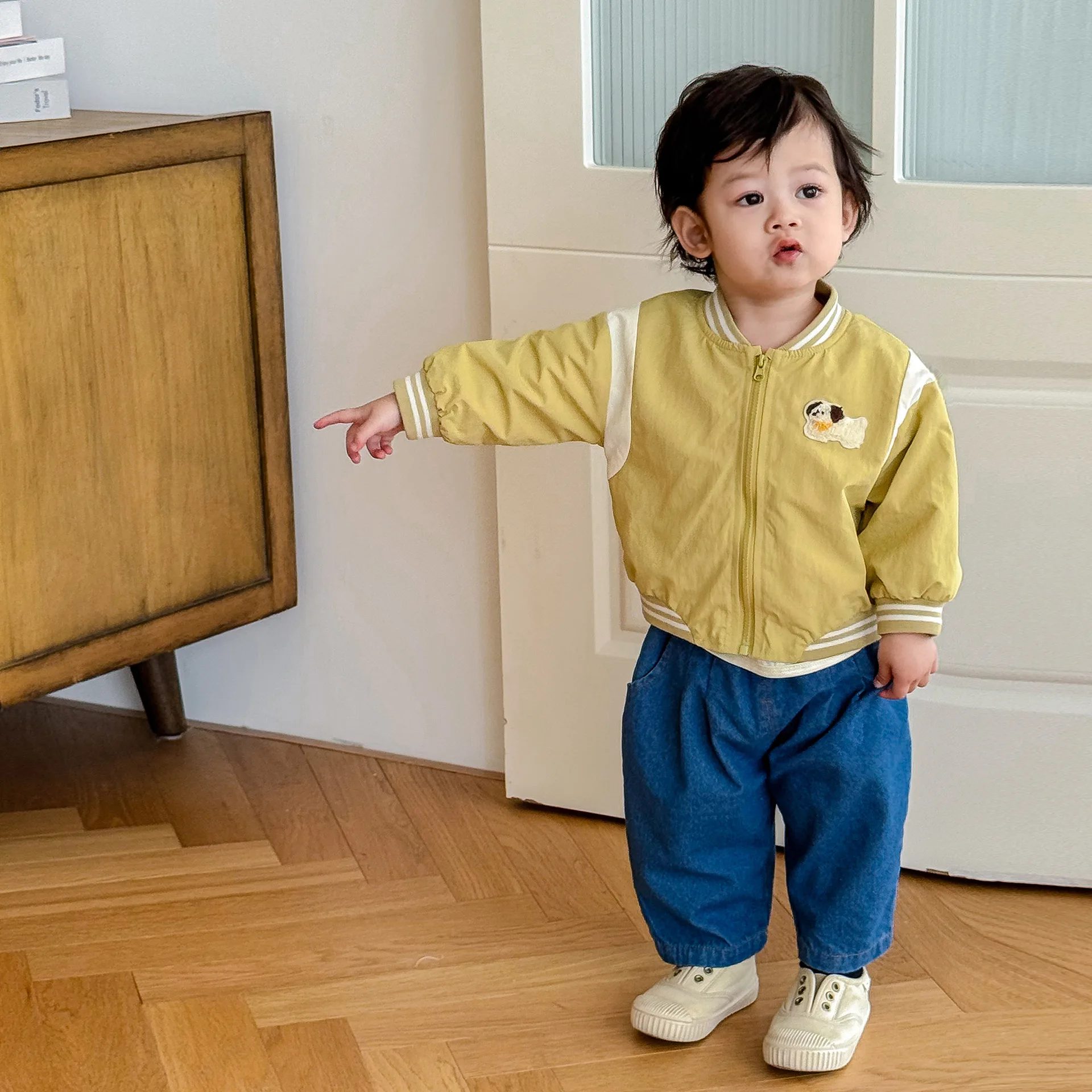 

2025 New Autumn Children's Cartoon Baseball Uniform Boys Fashion Korean Jacket Baby Foreign Autumn Clothes