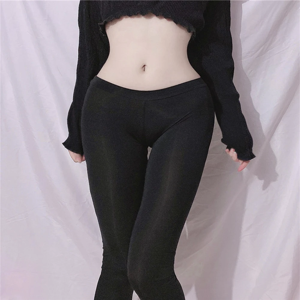 Damen Eis Seide sexy plissiert durchsichtig Leggings hoch elastisch schiere dünne dünne Yoga hosen Hose weibliche Yoga hosen Leggings