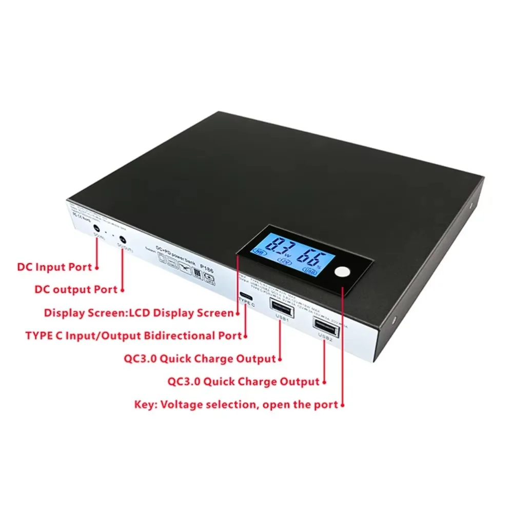 فريدة من نوعها Volpower P186 Powerbank 12v 6v 9v 19.5v 24v الجهد المحمولة قوة البنك 46800 Mah لأجهزة الكمبيوتر المحمول راوتر كاميرا POS Printer Ta