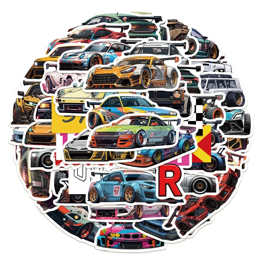 50PCS Retrofit Racing JDM Stickers Car Motorcycle Laptop Guitar Waterproof Graffiti Cool Sticker Decal Kid Classic Toys