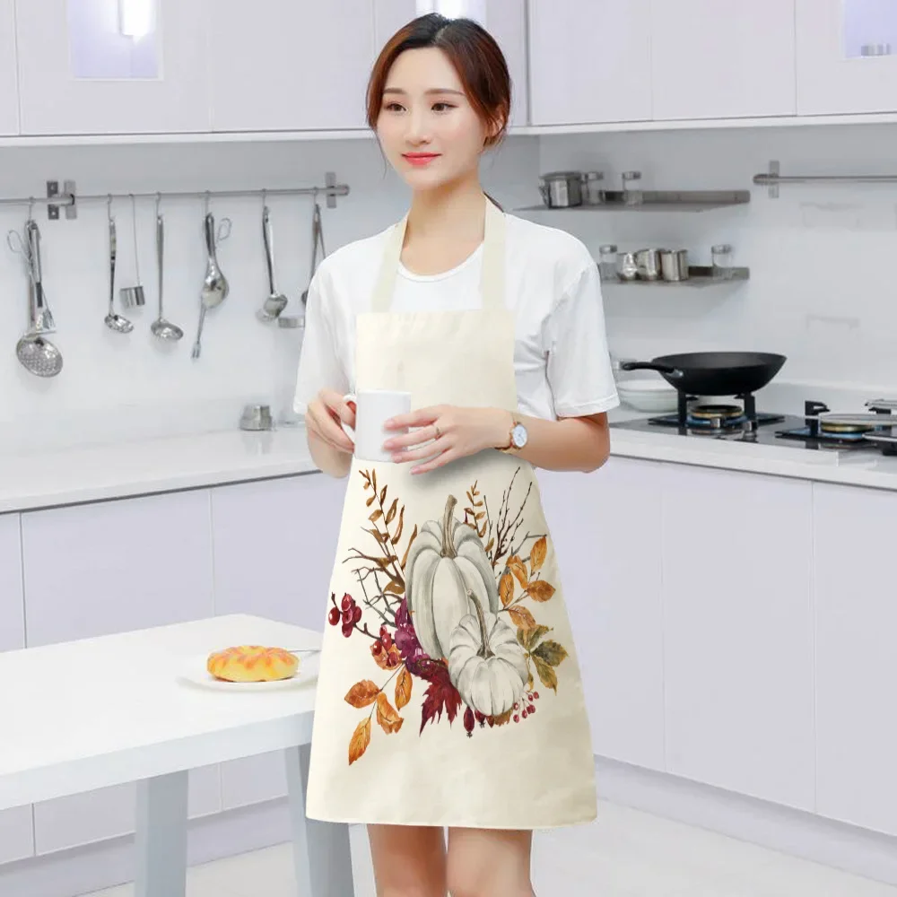 Sunflower Plant Print Oil Painting Yellow Plant Sleeveless Apron Kitchen Pinafore Women Home Cooking Baking Waist  Anti-Greasy