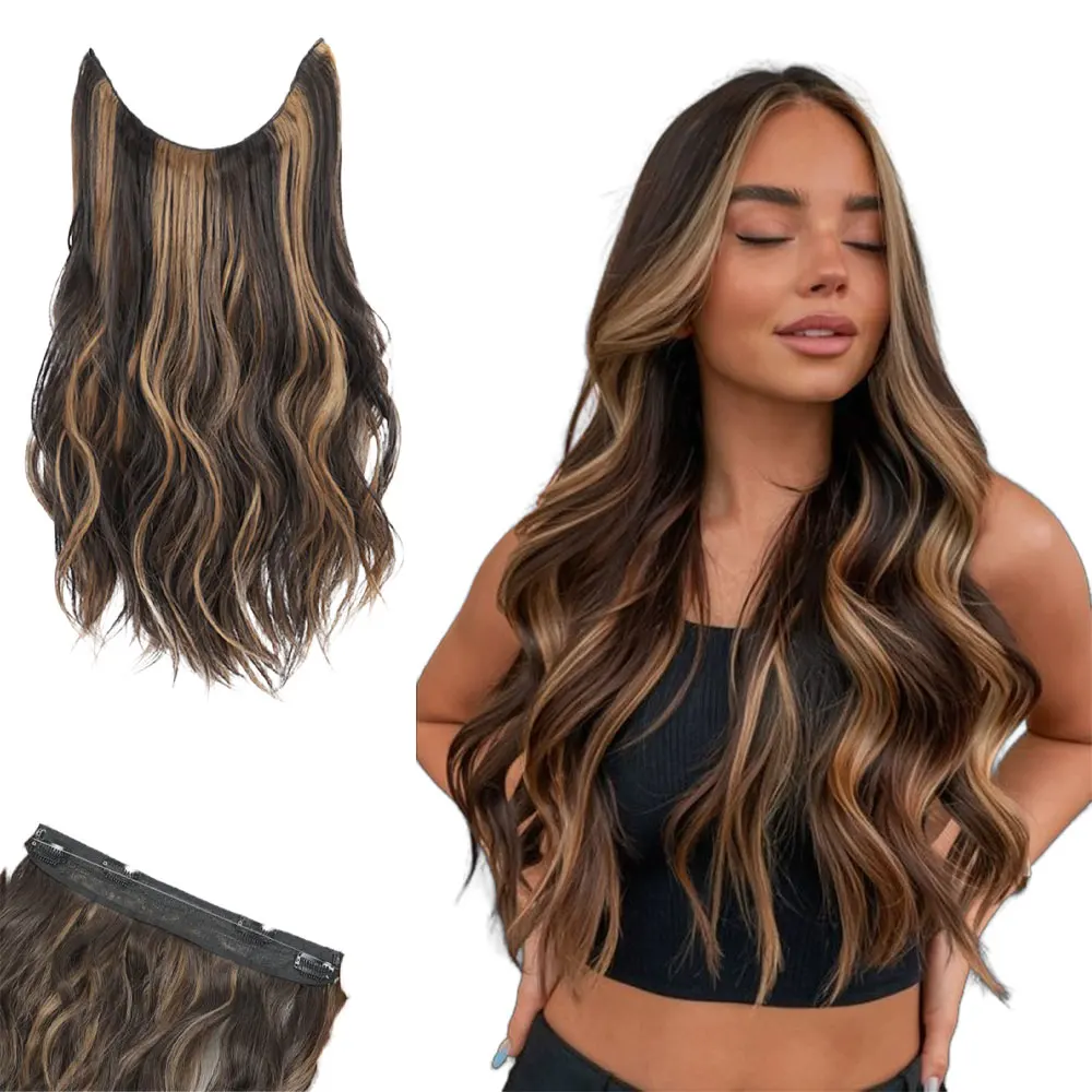 

Synthatic Clip In Long Wavy Hairpiece Extensions Heat Resistant Hair Extensions Piece For Women Daily Party