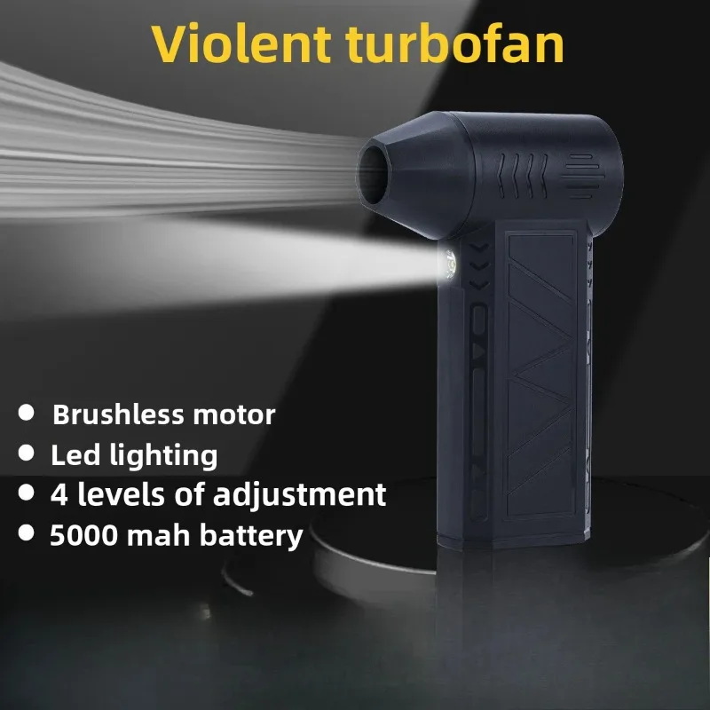 

Турбовентилятор 180 Вт Высокоскоростной бесщеточный мини-портативный вентилятор 5А Открытый ручной беспроводной фен со светодиодной подсветкой