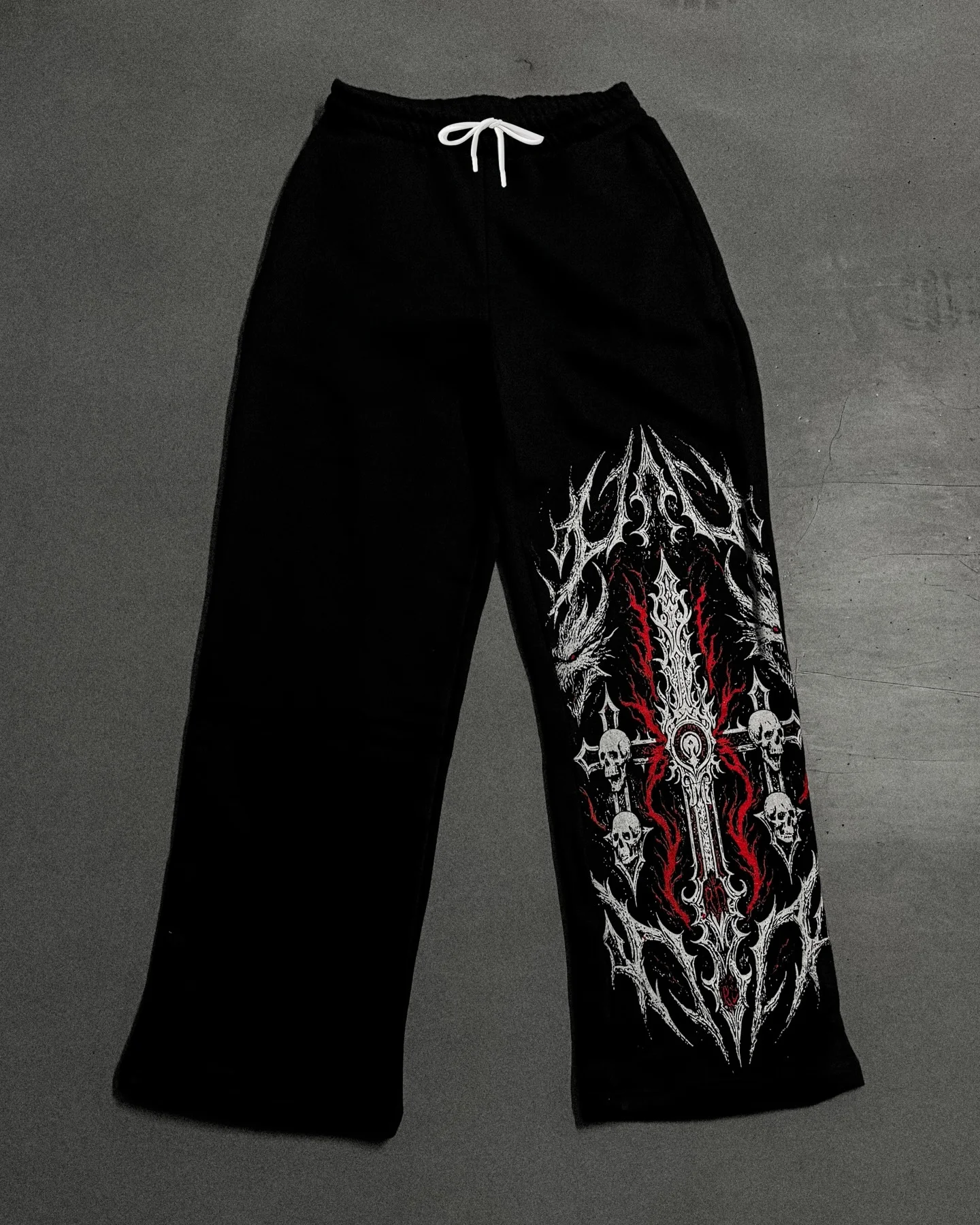 2026 Y2K Schwarz-Weiße Totenkopf-Gothic-Freizeithose Herren Amerikanische Retro-Punk-Dunkel-Jogginghose Harajuku-Trend-Sweatpants – Detail 9