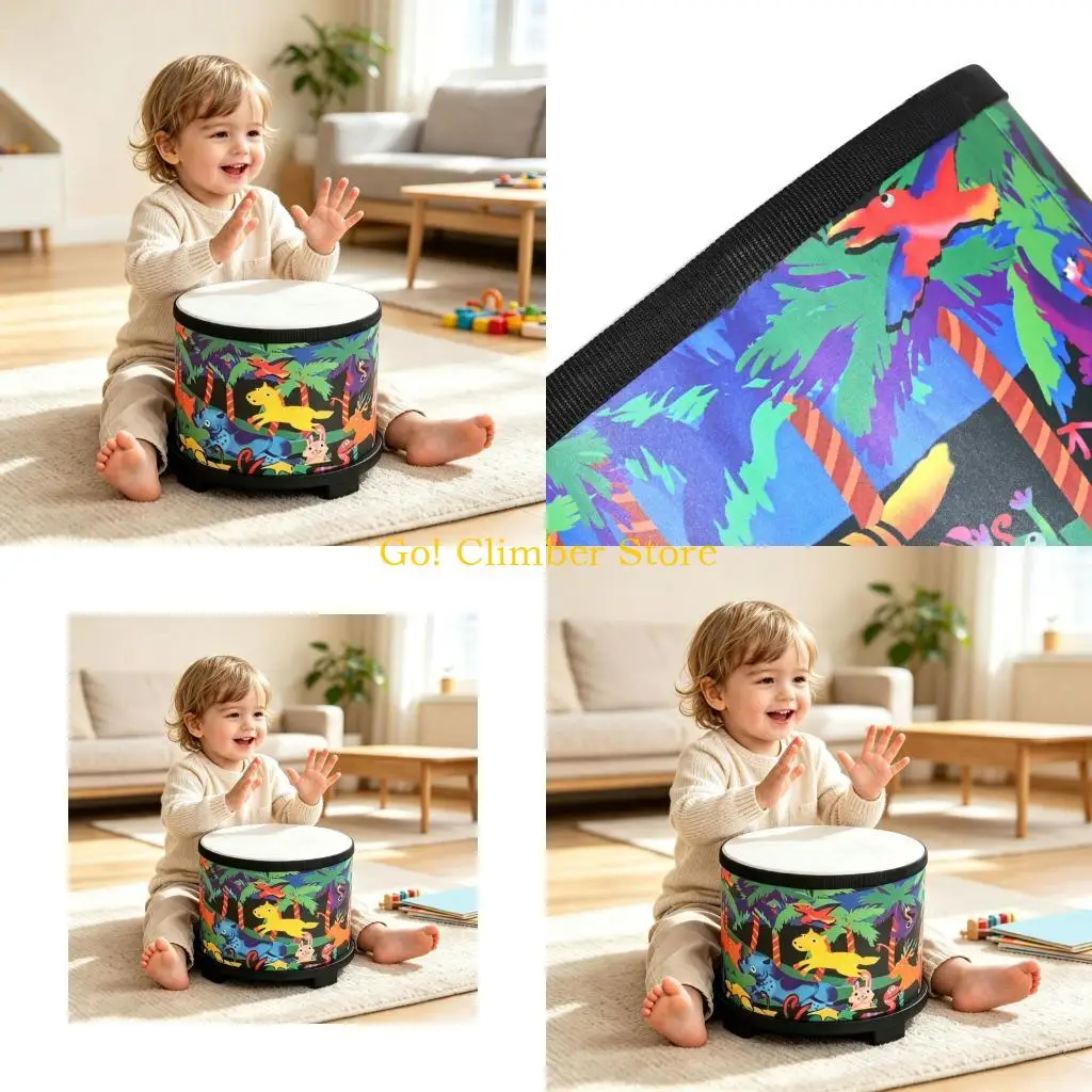 Q84C Early Music Hand Drum Musical Instrument for Kids with Colorful Animal Drum Body