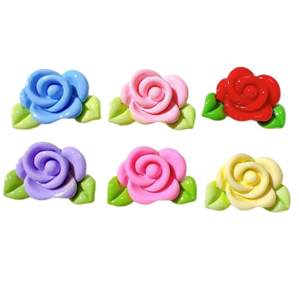 10pcs Mini Kawaii Resin Shining Rose Flower Flat Back Cabochons Scrapbook Diy  Party Hairpin Accessories Home Decoration Craft