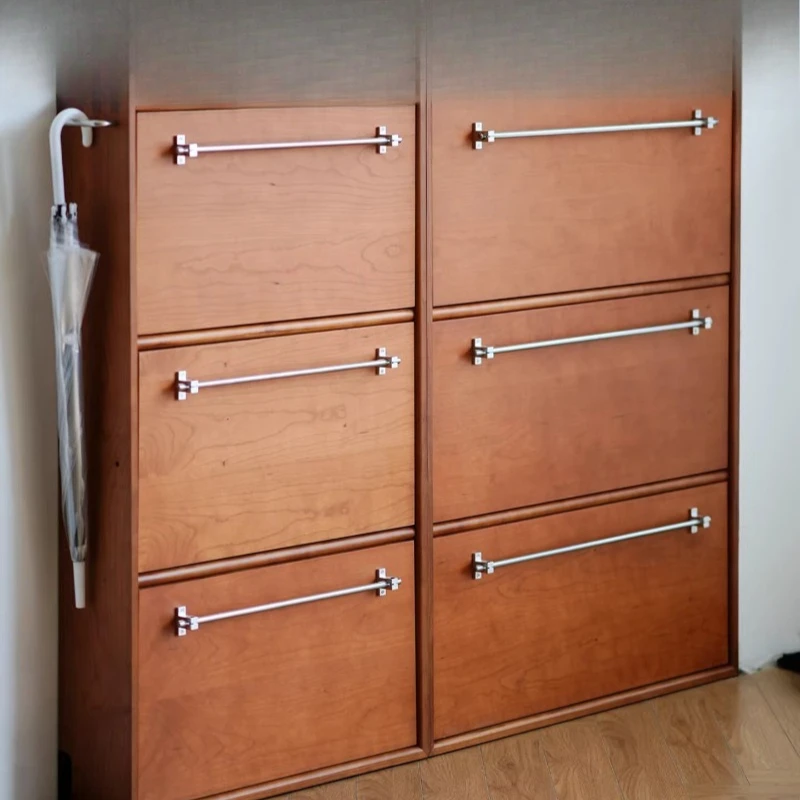 

Tipping bucket shoe cabinet, extremely narrow door-to-door sliding shoe cabinet floor-to-ceiling against the wall