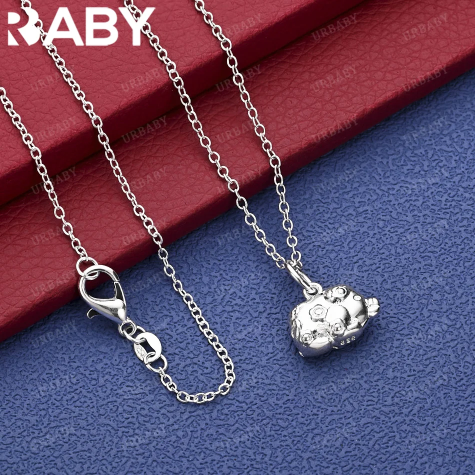 

URBABY 40-75cm 925 Sterling Silver Lucky Pig Pendant Necklace Charm Trend Birthday Gifts Fashion Party