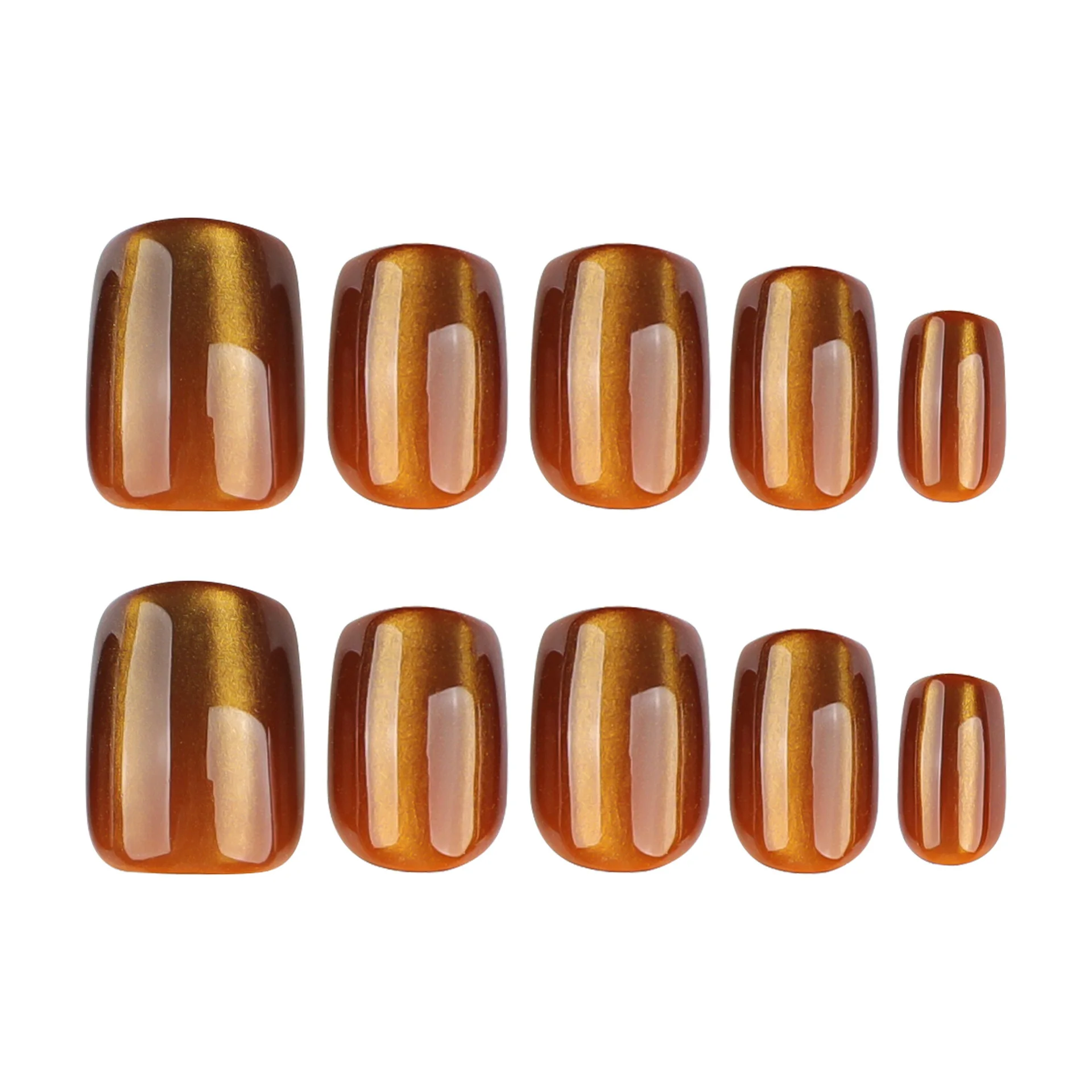 

24pcs Brown Cat Eye Press on Nails Winter Square Fake Nails Simple False Nail Artificial Tips Накладные Ногти Uñas Postizas 네일팁