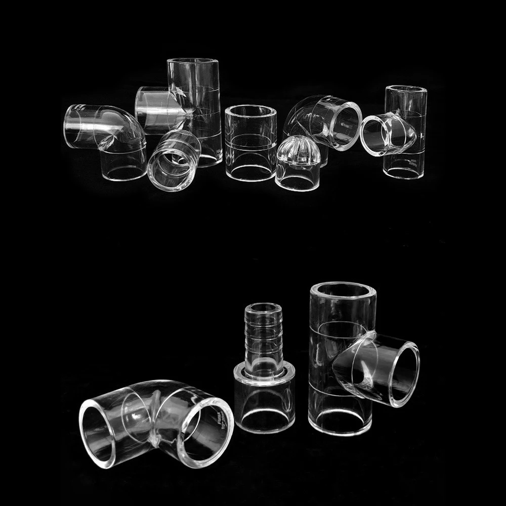 Clear Acrylic Pipe Aquarium Elbow Connector Fish Tank Filter Duckbill Water Outlet Garden Watering Straight Tee Elbow Joints 1PC