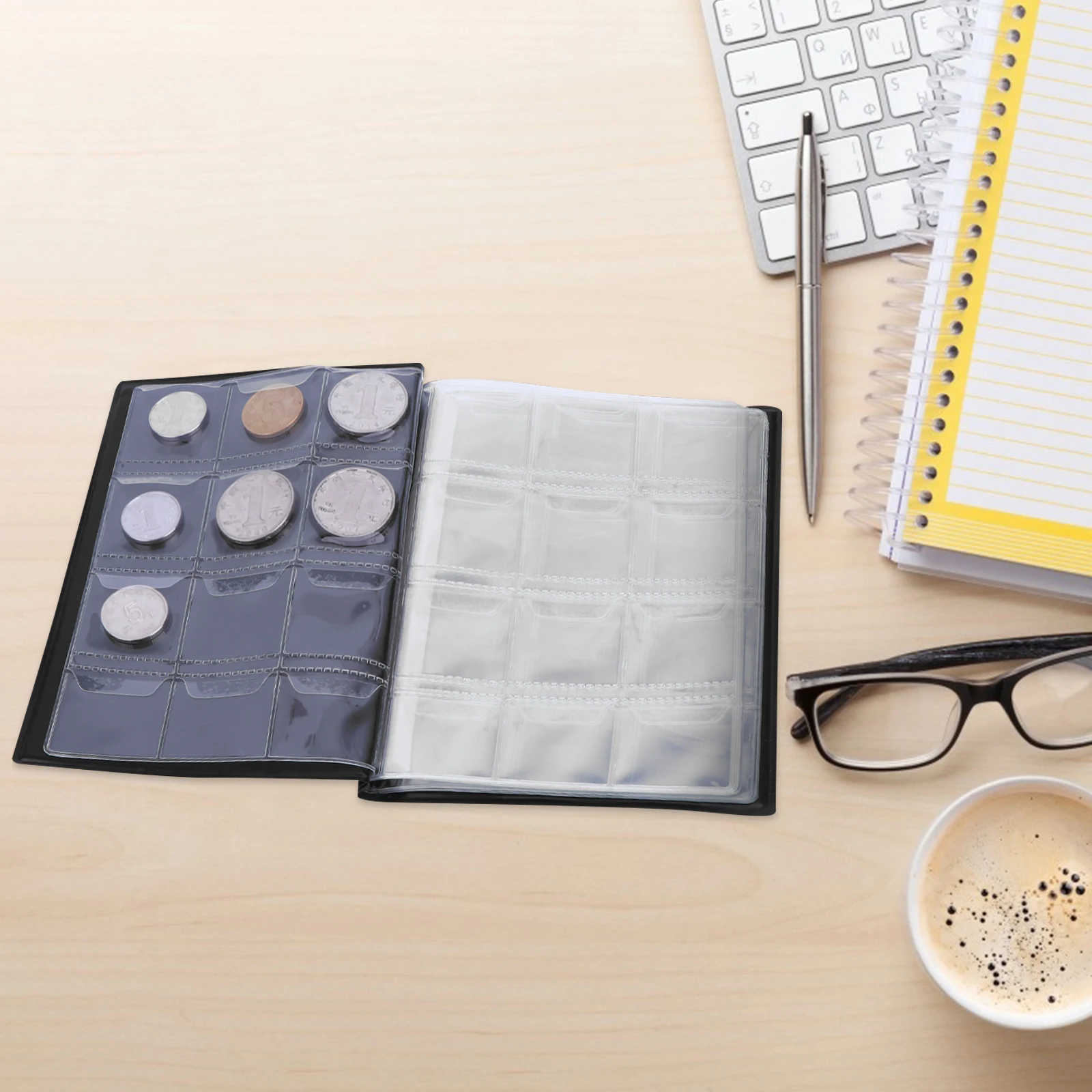 

120 Grids Coins Storage Book Commemorative Coin Collection Album Holders Coin Collection Volume Folder Hold (Black)