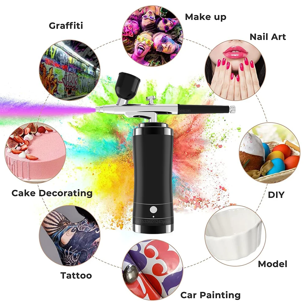 Portable Airbrush Nail With Compressor Portable Air Compressor for Nails Cake Painting Crafts Air Brush Kit Airbrush Nails Spray