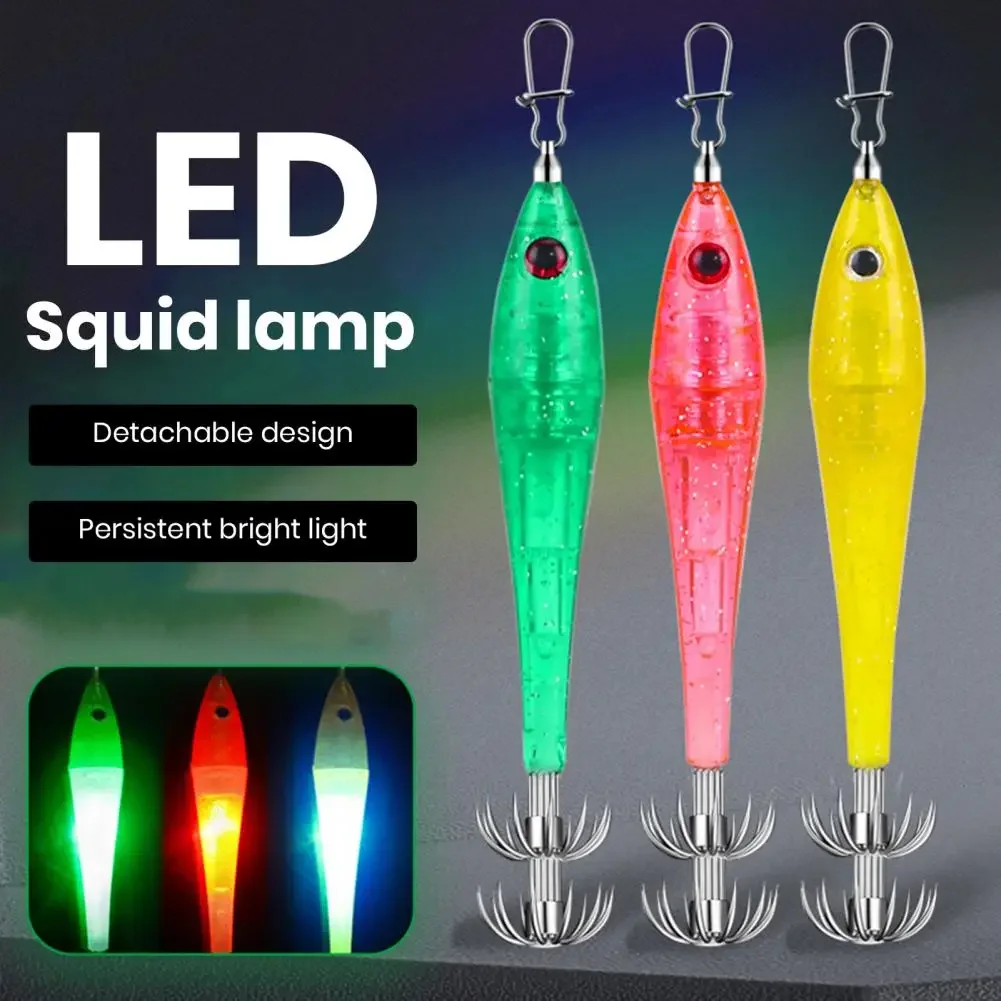 Fishing Lure Light with Squid Hook Deep Drop Underwater Fish Collection Tool Lure Bait LED Luminous Lamp Sea Fishing Accessories