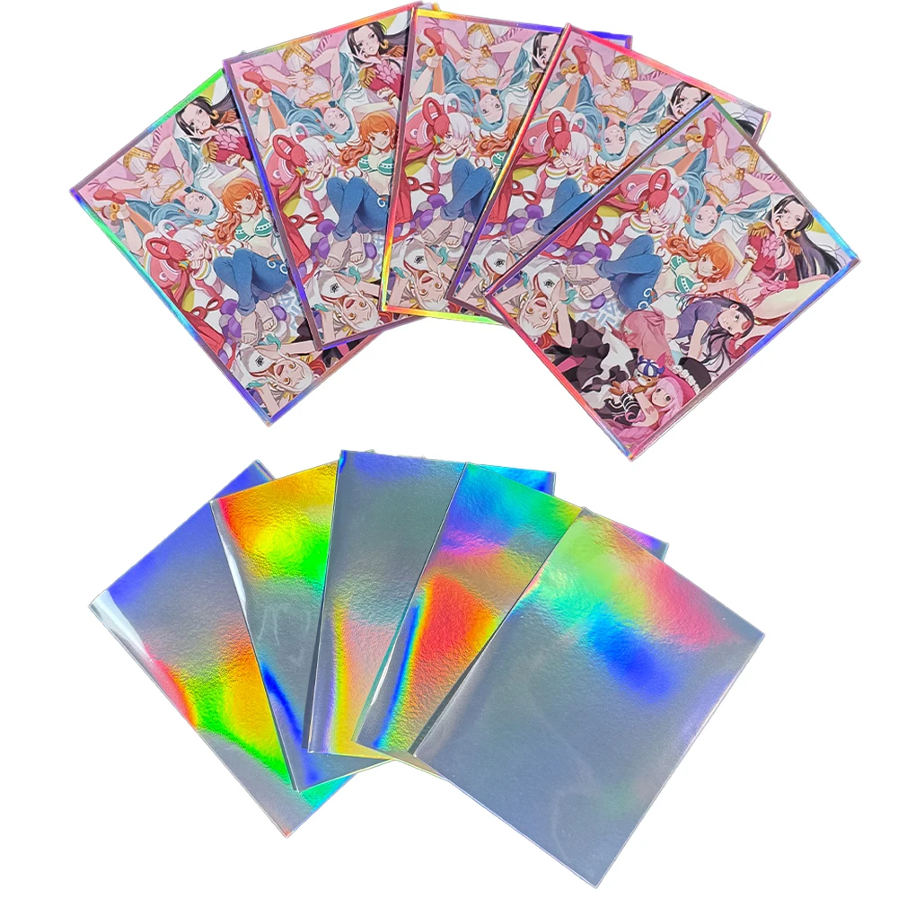 60PCS Holographic One Piece Anime Cards Sleeves 67x92mm Board Game Trading Card Protector Perfect Fit PTCG/MTG/TCG