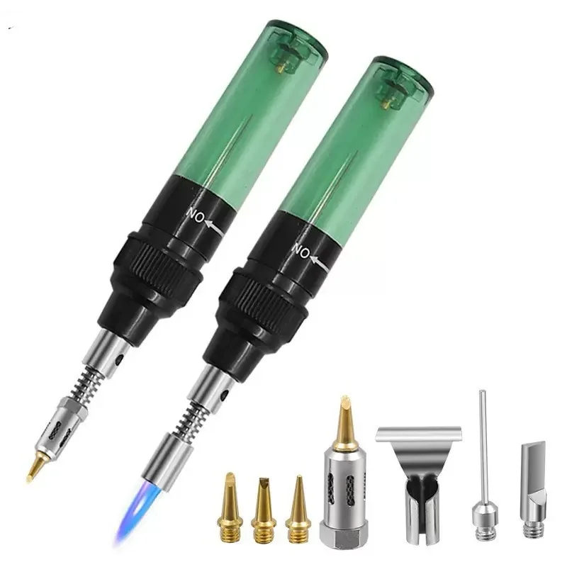 5 In1 Practical Multi-purpose Gas Soldering Iron Cordless Butane Lighter Tip Tool Solder Metal Iron Pen Adjustable for Repairing
