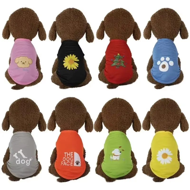 1pc Cartoon Printing Dog Vest T-Shirts Comfortable Breathable Pet Dog Clothes for Small Dogs Puppy Pet Cat