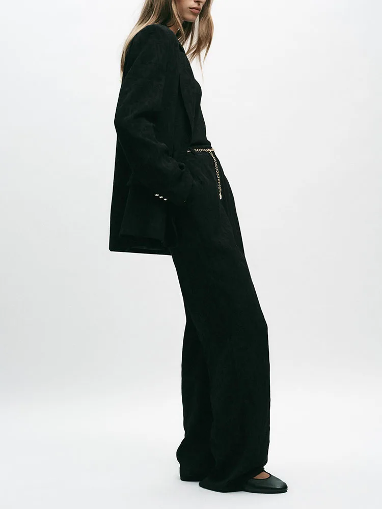 Zestaw: Kamizelka z poduszkami na ramionach, spodnie z wysokim stanem i rozcięciem, nowa jesienna odzież wierzchnia damska, tradycyjny chiński strój etniczny...