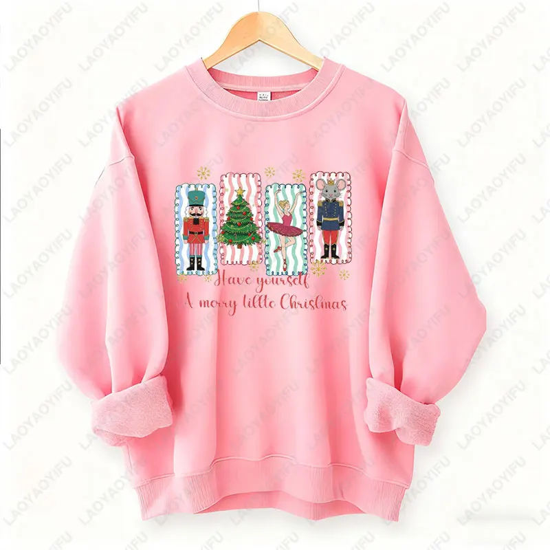 크리스마스 넛크래커 발레 유니섹스 풀오버 마법의 넛크래커 프린트 후드티 빈티지 발레 넛크래커 그래픽 스웨트셔츠