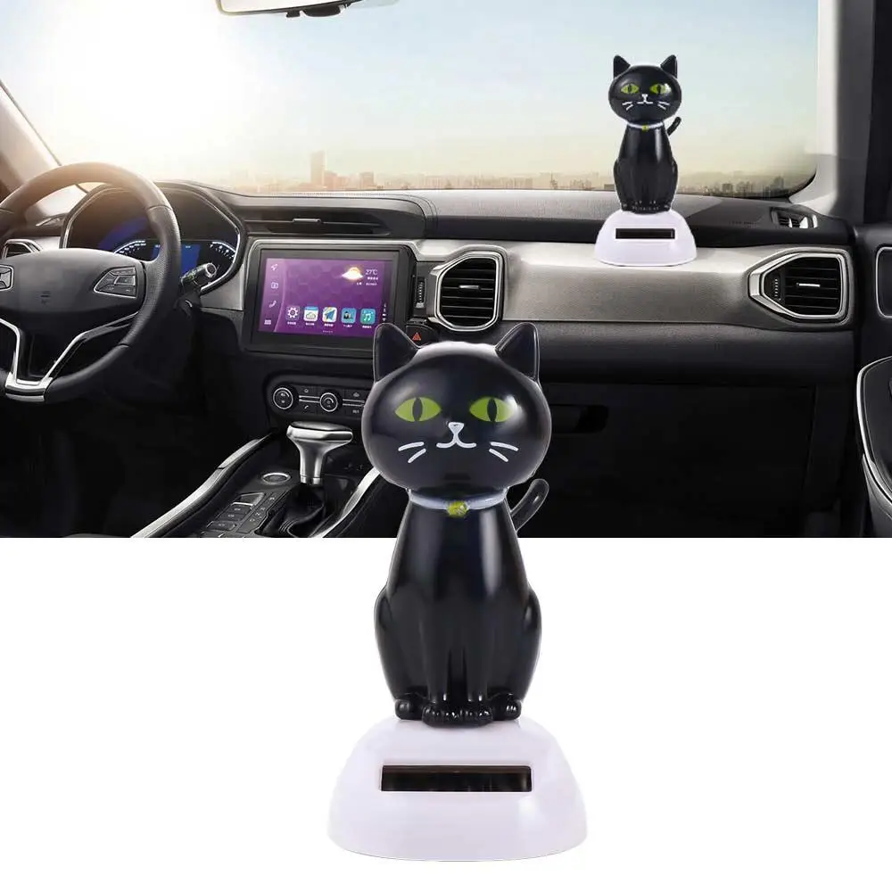 Display Solar Powered Eco Friendly Dashboard Car Decoration Solar Toy Doll Bobble Head Doll Shaking Head Cat Dancing Cat Figure