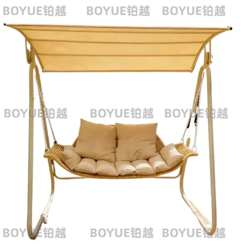 Double Rattan Hanging Swing Chair Outdoor Garden Balcony Rocking Seat Leisure Patio Furniture Wicker Hammock for Two Persons