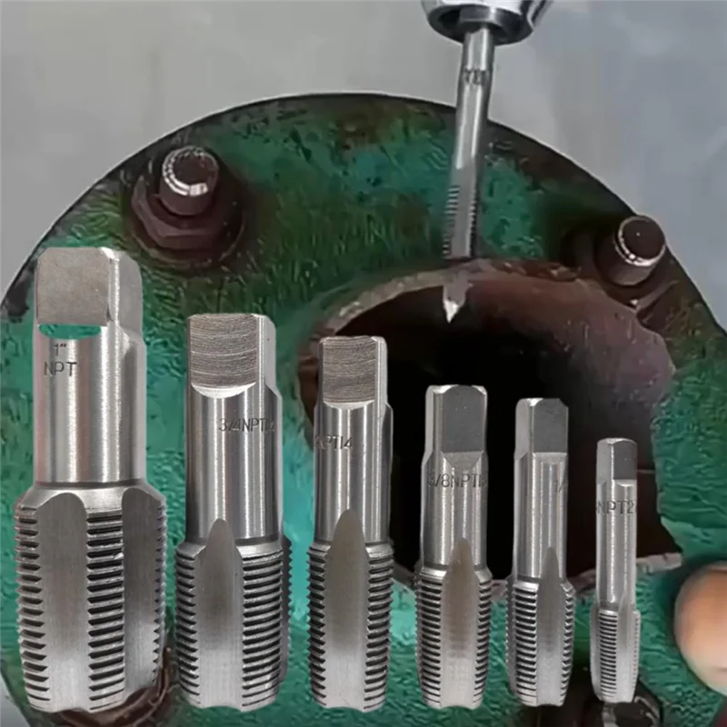 NPT Pipe Tap Set 6-delige draadsnijgereedschapsset met opbergkoffer Draadtapgereedschap voor sanitairtoepassingen