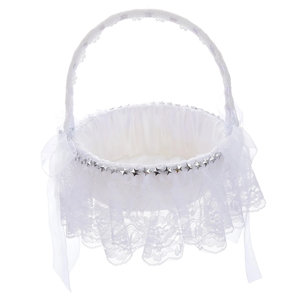 소박한 산뜻한 꽃 소녀 바구니 결혼식 장식 및 용품을 위한 빈티지 레이스 장식의 경량 꽃 바구니